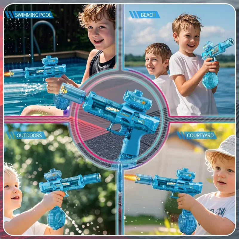 Pistola Eléctrica de Agua con Efecto de Llama y Recarga USB.