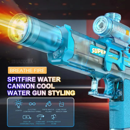 Pistola Eléctrica de Agua con Efecto de Llama y Recarga USB.