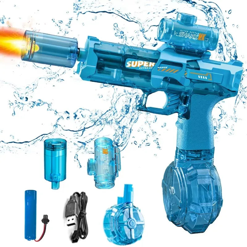 Pistola Eléctrica de Agua con Efecto de Llama y Recarga USB.